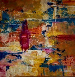 Acrylbild Farbexplosion von Angelina W., 70 x 70 cm