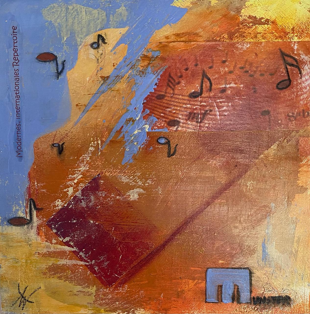 Acrylbild Notenspiel von Angelina W., 30 x 30 cm weiß gerahmt mit Schattenfuge