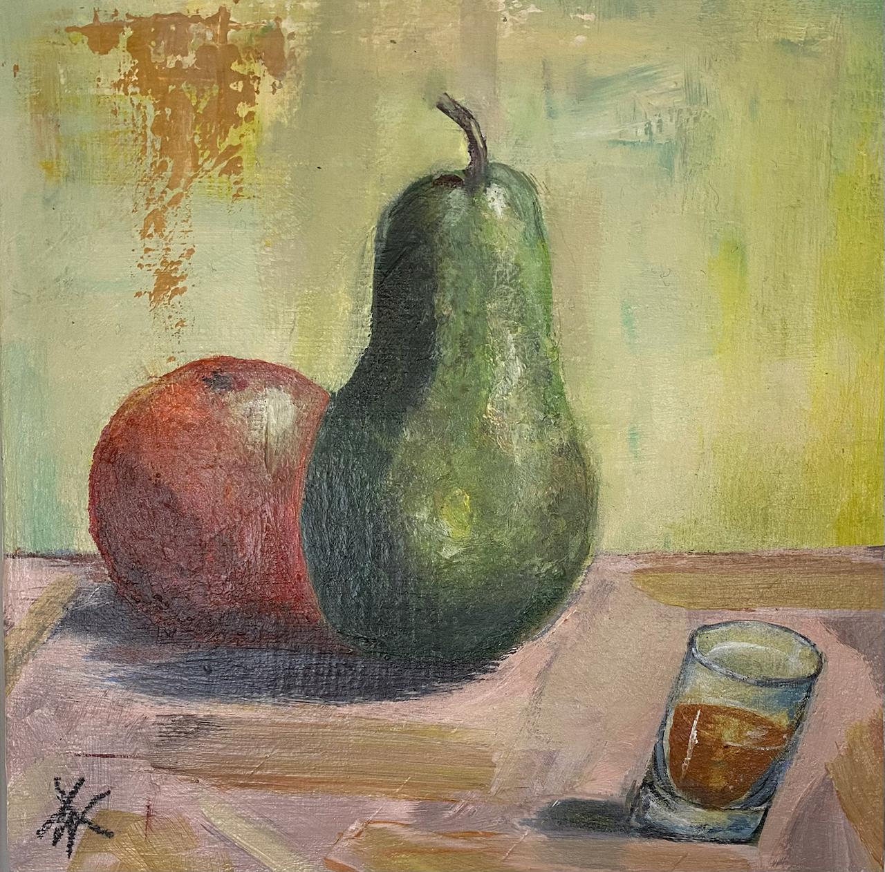 Acrylbild Betrunkenes Glas von Angelina W., 30 x 30 cm weiß gerahmt mit Schattenfuge